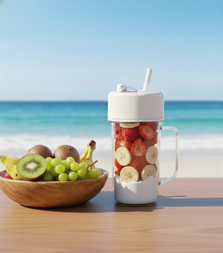 Batidora portátil con pajita